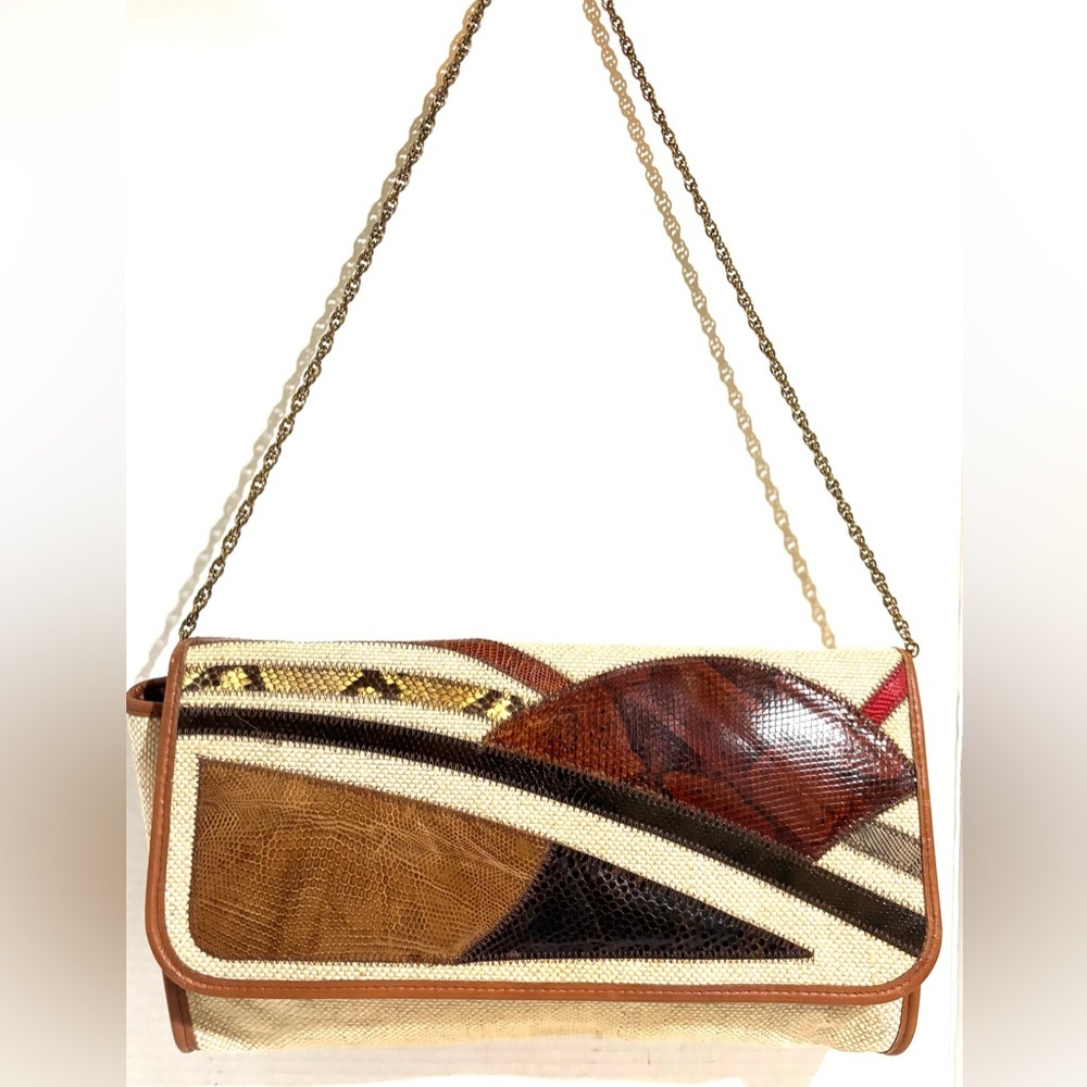 Vintage Cream, Brown and Black Patchwork Shoulder Bag